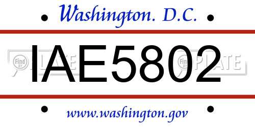 IAE5802 District Of Columbia License Plate