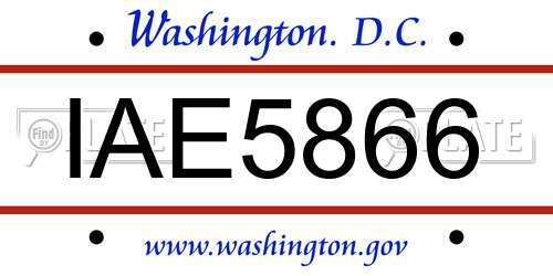 IAE5866 District Of Columbia License Plate