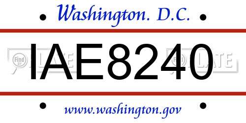 IAE8240 District Of Columbia License Plate