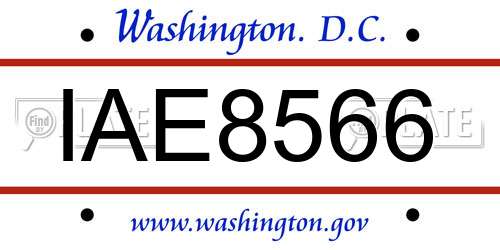 IAE8566 District Of Columbia License Plate