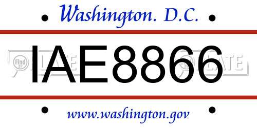 IAE8866 District Of Columbia License Plate