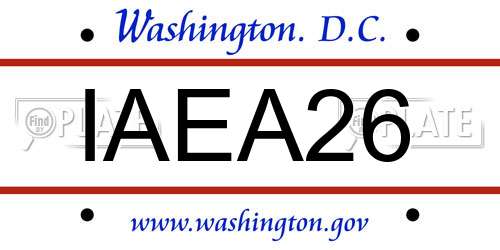 IAEA26 District Of Columbia License Plate