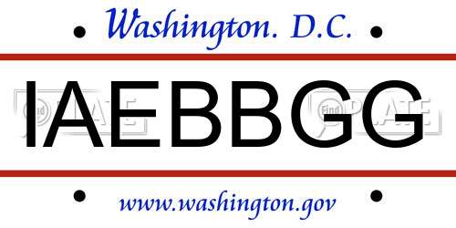 IAEBBGG District Of Columbia License Plate