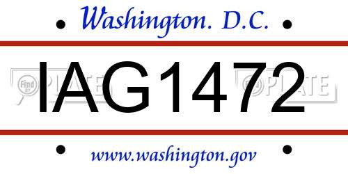 IAG1472 District Of Columbia License Plate