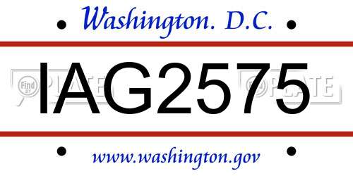 IAG2575 District Of Columbia License Plate