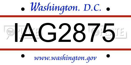 IAG2875 District Of Columbia License Plate