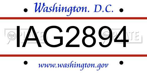 IAG2894 District Of Columbia License Plate