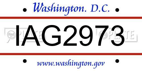 IAG2973 District Of Columbia License Plate