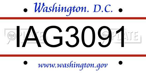IAG3091 District Of Columbia License Plate