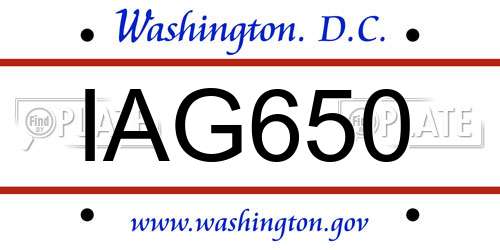 IAG650 District Of Columbia License Plate