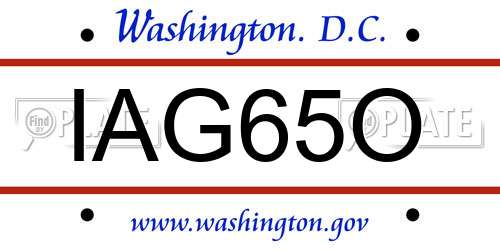 IAG65O District Of Columbia License Plate