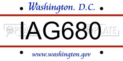 IAG680 District Of Columbia License Plate