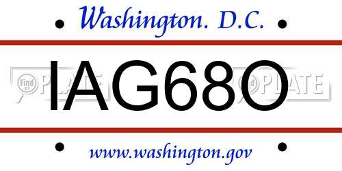 IAG68O District Of Columbia License Plate