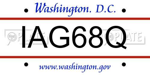 IAG68Q District Of Columbia License Plate