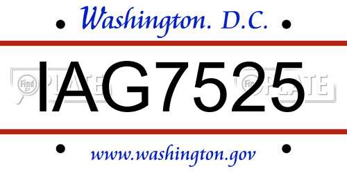 IAG7525 District Of Columbia License Plate