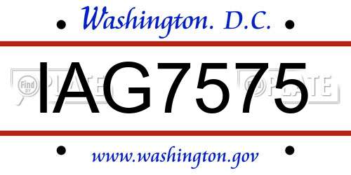 IAG7575 District Of Columbia License Plate