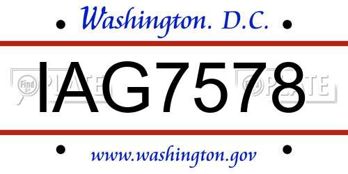IAG7578 District Of Columbia License Plate