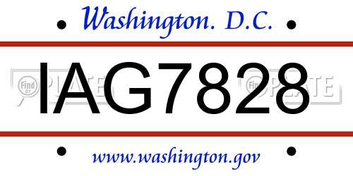 IAG7828 District Of Columbia License Plate