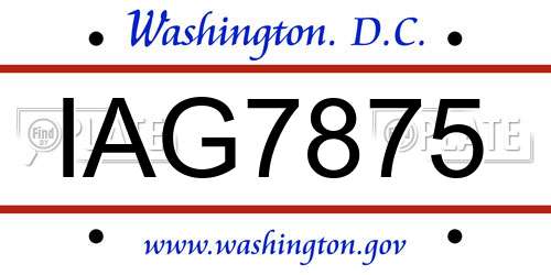 IAG7875 District Of Columbia License Plate
