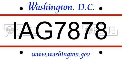 IAG7878 District Of Columbia License Plate