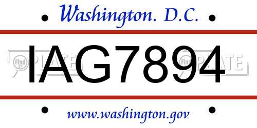 IAG7894 District Of Columbia License Plate