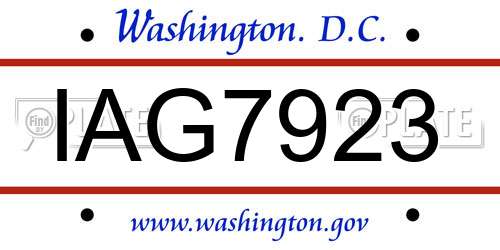 IAG7923 District Of Columbia License Plate