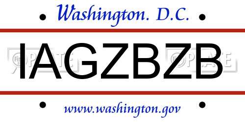 IAGZBZB District Of Columbia License Plate