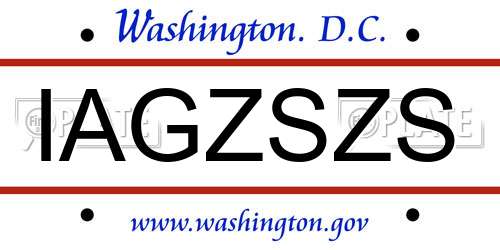 IAGZSZS District Of Columbia License Plate