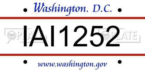 IAI1252 District Of Columbia License Plate