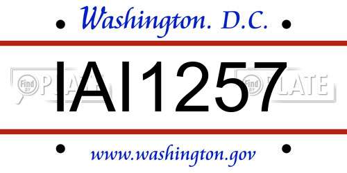 IAI1257 District Of Columbia License Plate