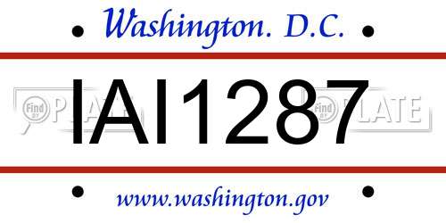 IAI1287 District Of Columbia License Plate