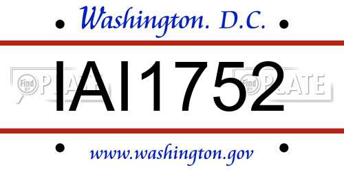 IAI1752 District Of Columbia License Plate