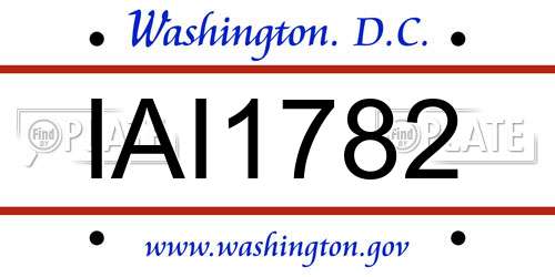 IAI1782 District Of Columbia License Plate