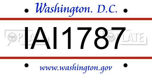 IAI1787 District Of Columbia License Plate