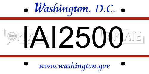 IAI2500 District Of Columbia License Plate
