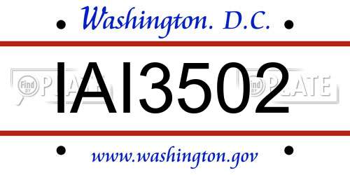 IAI3502 District Of Columbia License Plate