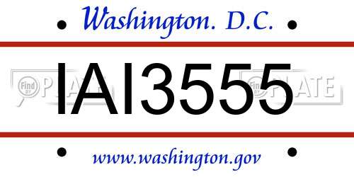 IAI3555 District Of Columbia License Plate
