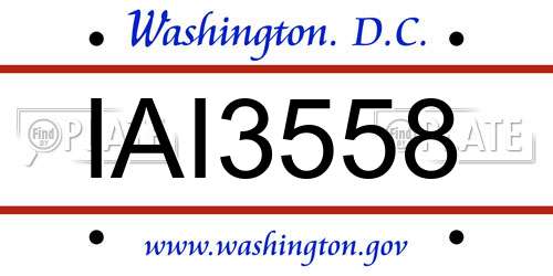 IAI3558 District Of Columbia License Plate