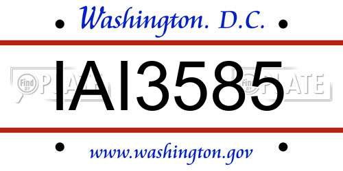 IAI3585 District Of Columbia License Plate