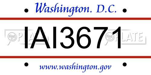 IAI3671 District Of Columbia License Plate