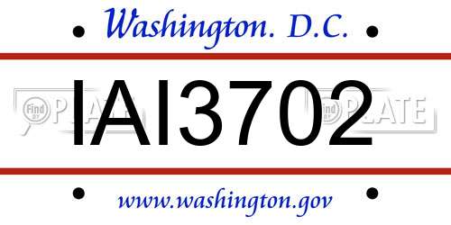 IAI3702 District Of Columbia License Plate