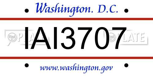 IAI3707 District Of Columbia License Plate