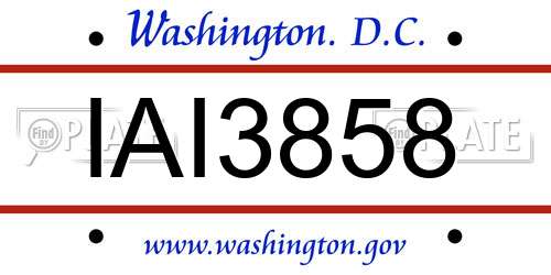 IAI3858 District Of Columbia License Plate