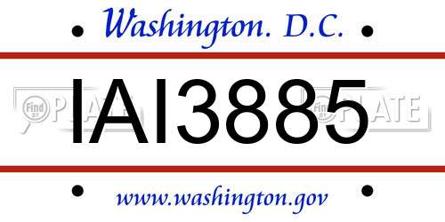 IAI3885 District Of Columbia License Plate