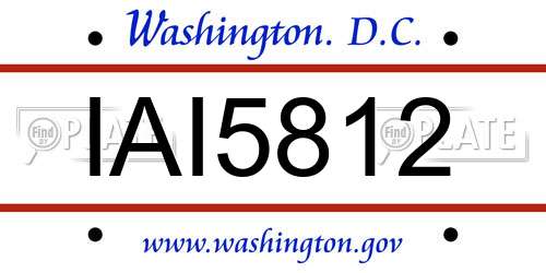 IAI5812 District Of Columbia License Plate