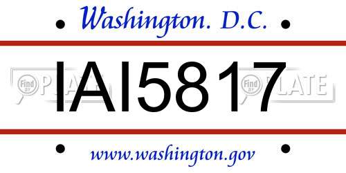 IAI5817 District Of Columbia License Plate