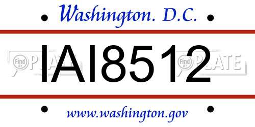 IAI8512 District Of Columbia License Plate