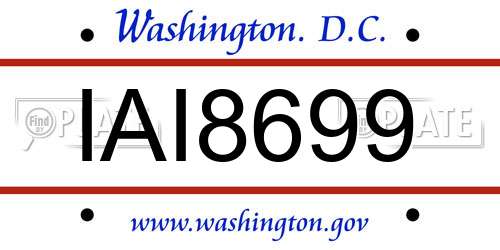 IAI8699 District Of Columbia License Plate