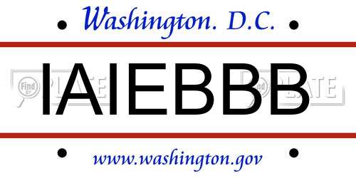 IAIEBBB District Of Columbia License Plate