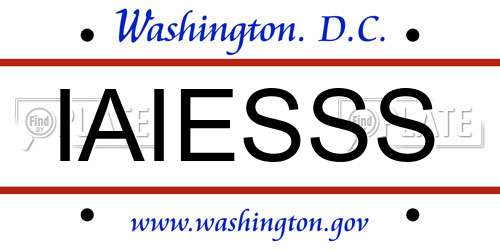 IAIESSS District Of Columbia License Plate